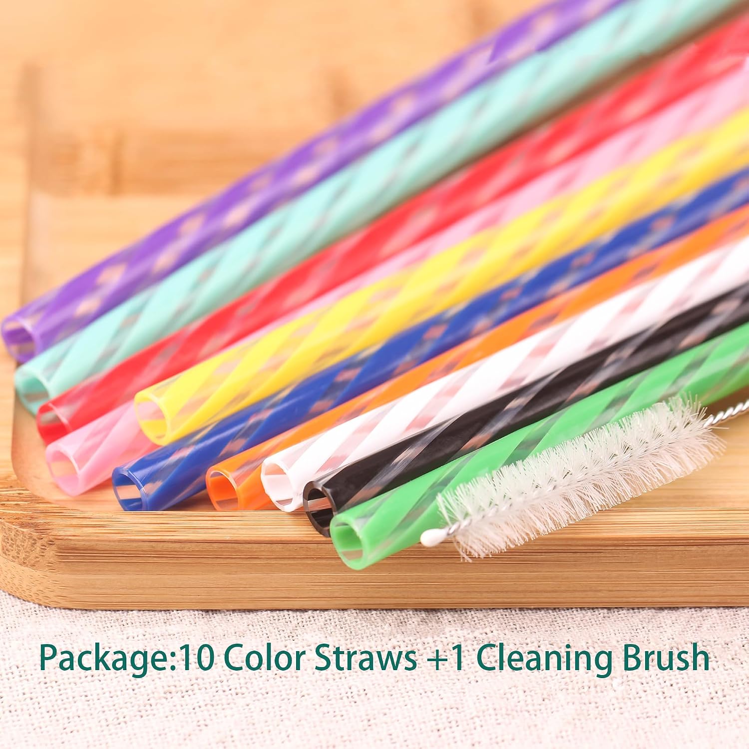 Dakoufish 12 Inch 10 Color Replacement Reusable Drinking Straw for Stanley 40 oz 30 oz 24 oz Tumbler,Dishwasher Safe Plastic Straws for Stanley Cup Accessories,Set of 10 with Cleaning Brush