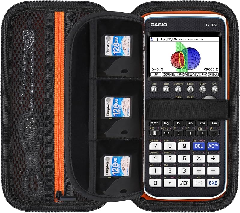 Elonbo Carrying Case for Casio fx-CG50 PRIZM/fx-9750GIII Color Graphing Calculator/ 991ES Plus/ 991CW/ 115ES Plus/ 300ES/ 300MS Standard Advanced Scientific Calculator, Mesh Pocket Fits Cable, Black
