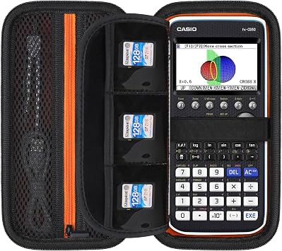 Elonbo Carrying Case for Casio fx-CG50 PRIZM/fx-9750GIII Color Graphing Calculator/ 991ES Plus/ 991CW/ 115ES Plus/ 300ES/ 300MS Standard Advanced Scientific Calculator, Mesh Pocket Fits Cable, Black