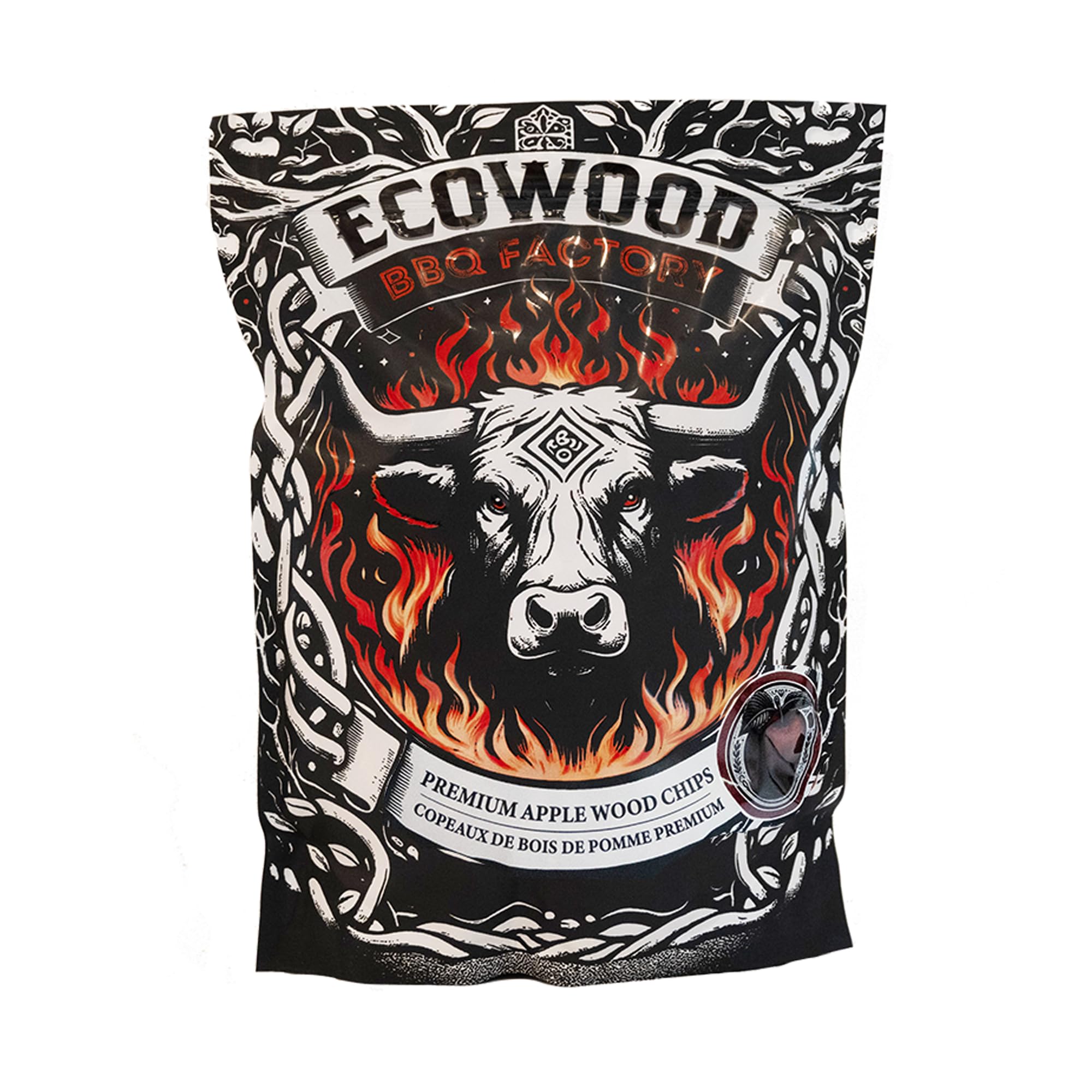 Don Bardo - Wood Smoker Chips - Apple, Cherry, Mesquite, Hickory & Oak. Can Be Used on Gas or Charcoal Grills. Smoke Wood Chips for Grilling, BBQ & Camping. 1.2 LB Bag (Apple).