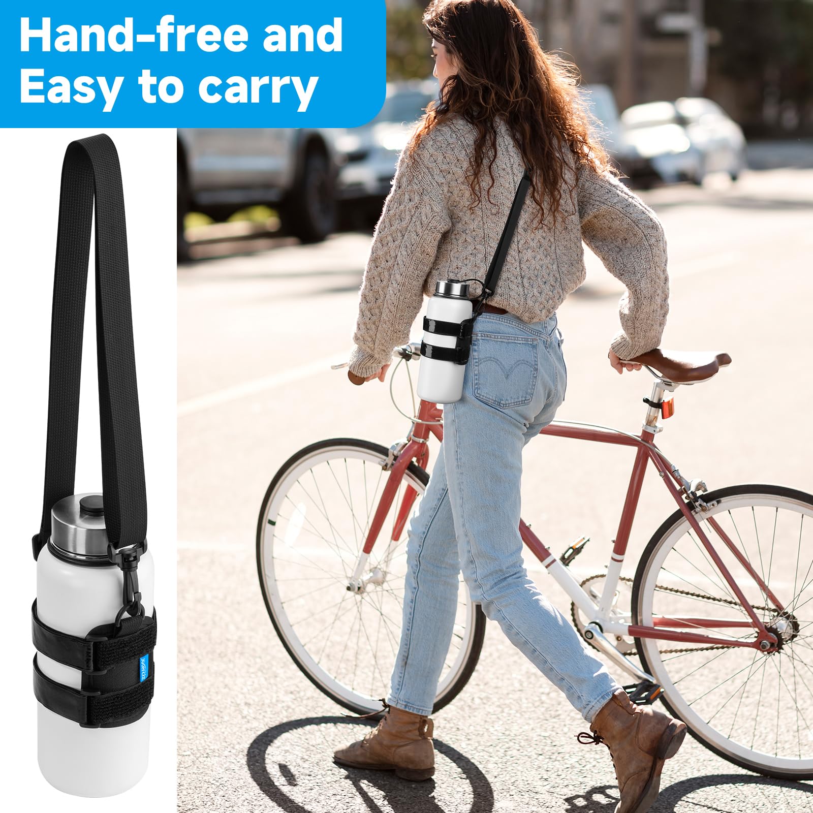 Xxerciz Wasserflaschenhalter mit verstellbarem Schultergurt, Nylon-Sportflaschen-Tragetasche, Crossbody-Tasche, Universal-Wasserflaschen-Trageriemen für Spaziergänge, Wandern, Reisen (ohne Flasche)