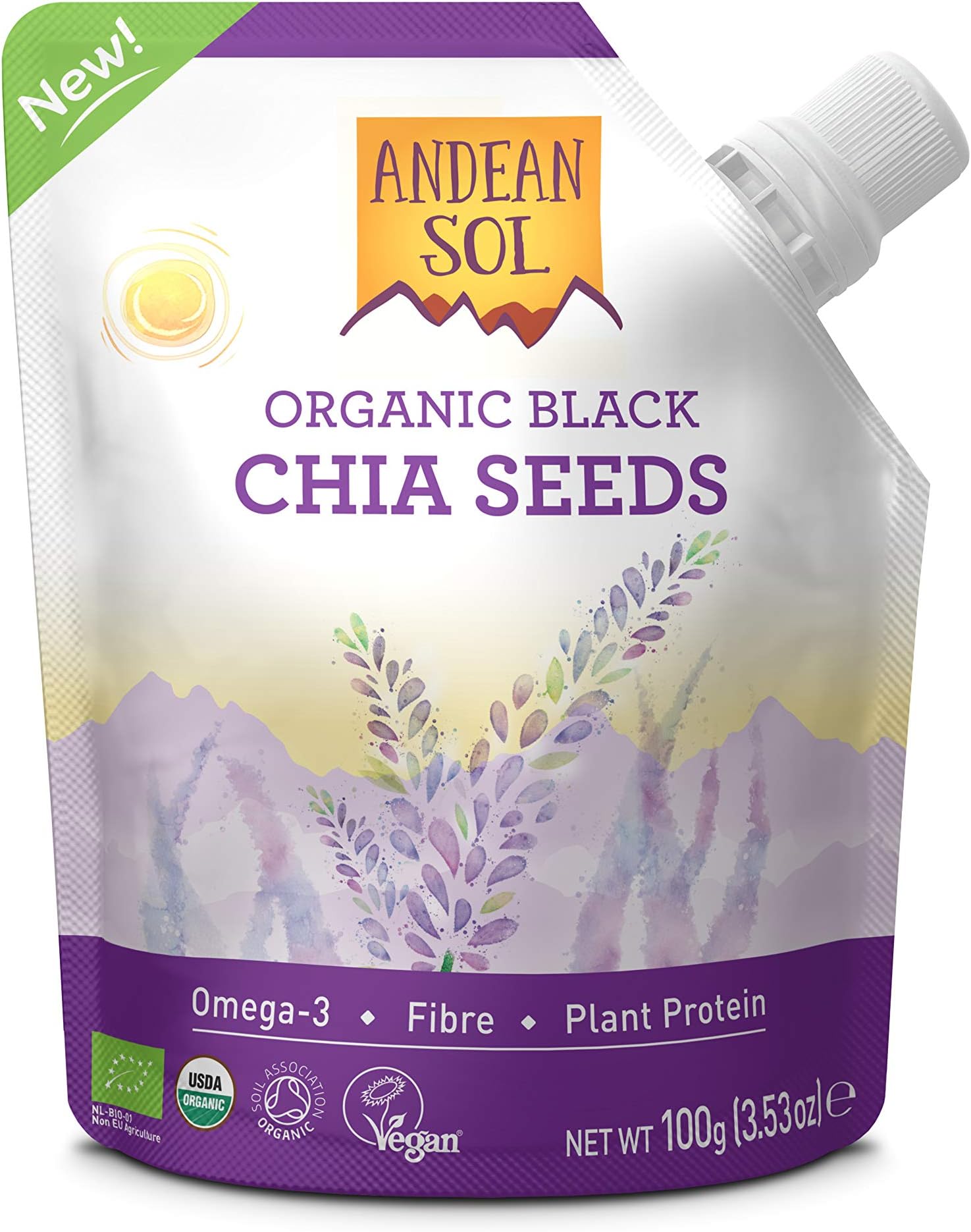 Andean Sol Organic Black Chia Seeds 100g