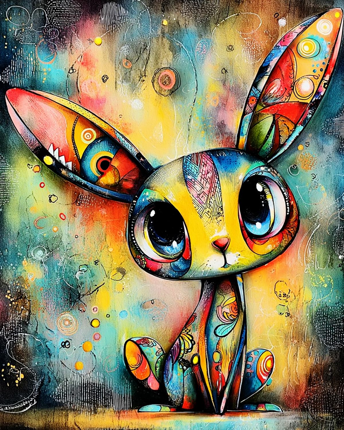 Liubaishi Multicolour Paint By Numbers For Adults, Colourful Bunny Theme, 40X50 Cm Acrylic Canvas Kit