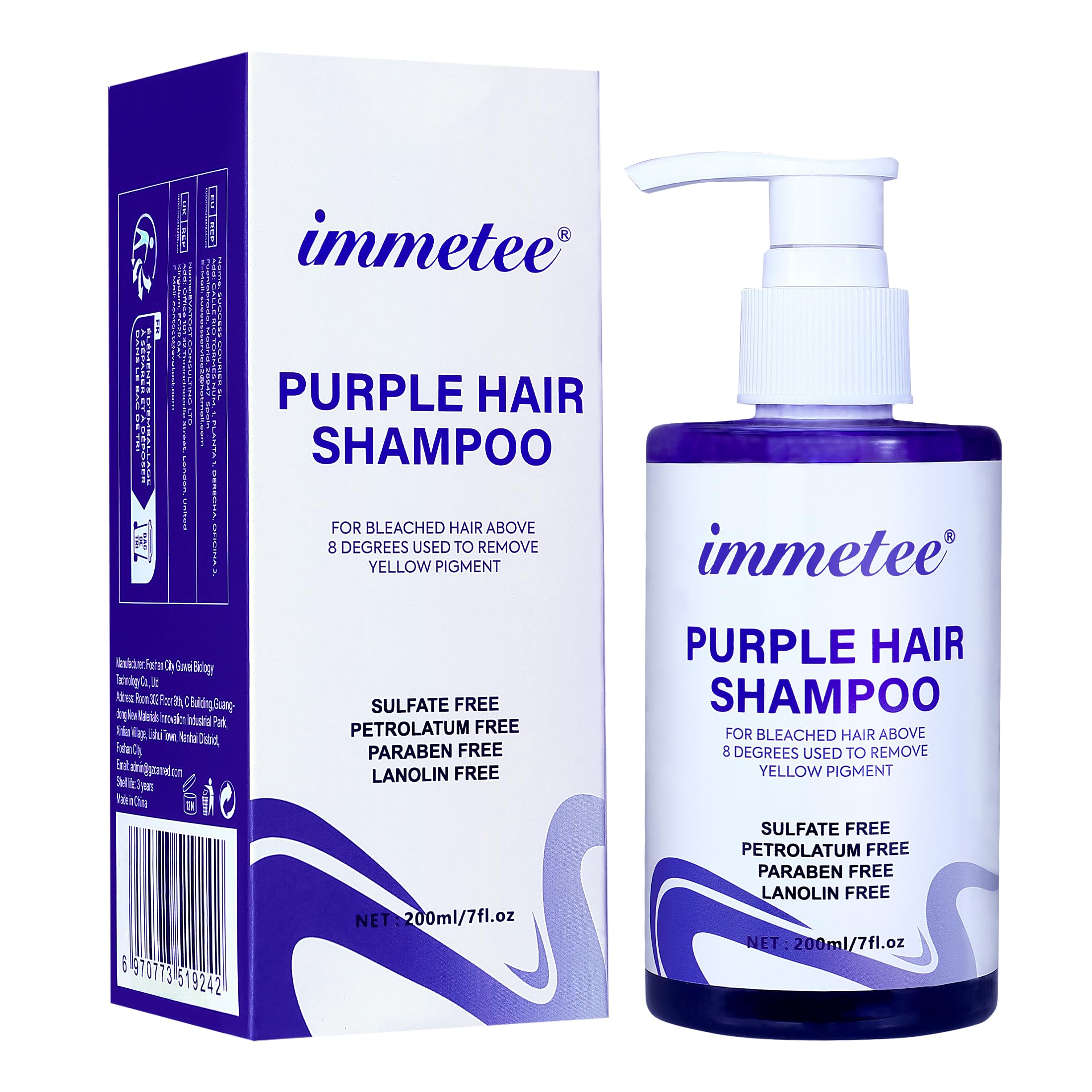 immetee Purple Shampoo, Remove Hair Blonde Tone, Effective Neutralises Yellow Tones