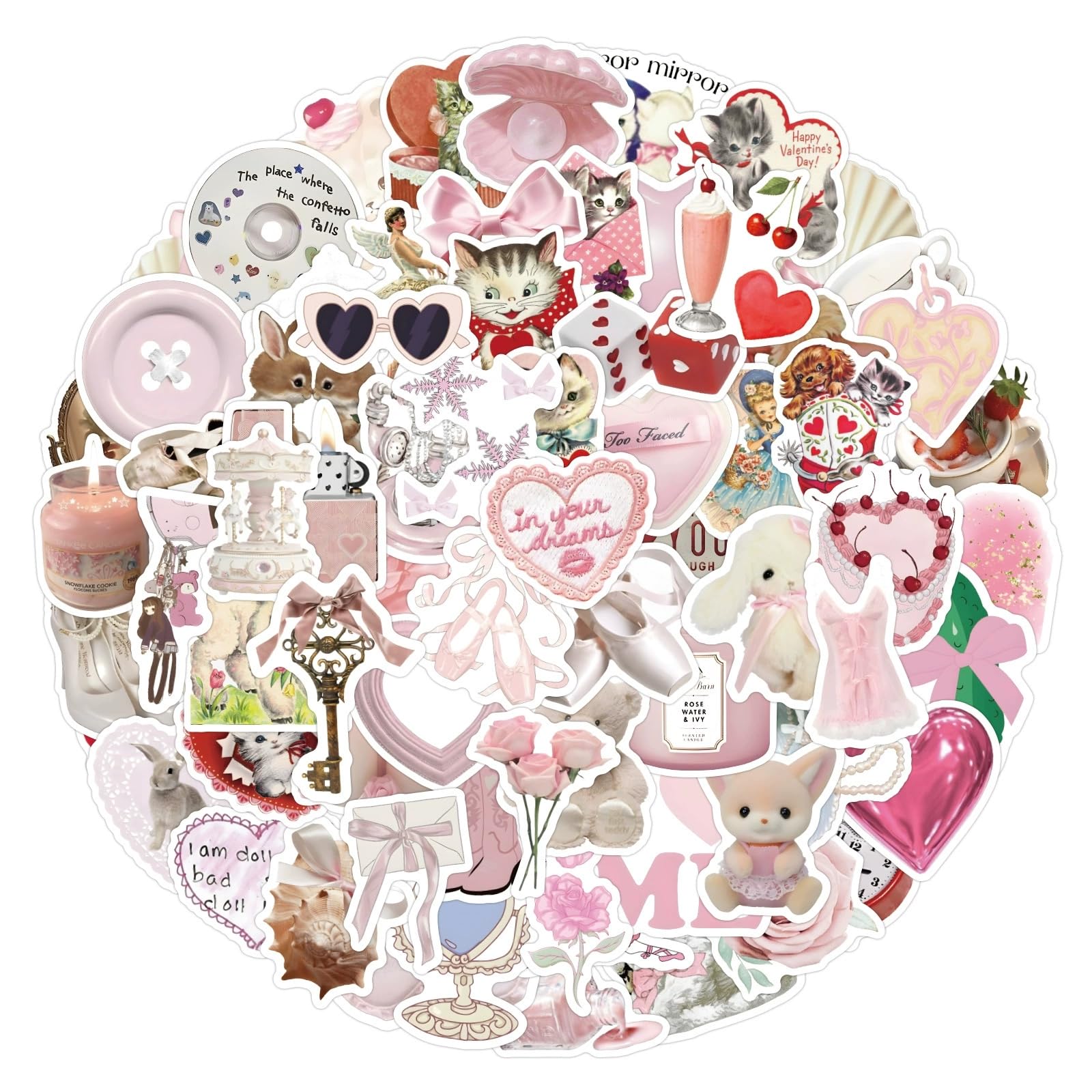 100 Pcs Coquette Stickers for Water Bottle Waterproof Sticker for Laptop Skateboard Phone Car Decals for Teens Adults for Party Favors Supplies Decor (Coquette Stickers) - Image 3