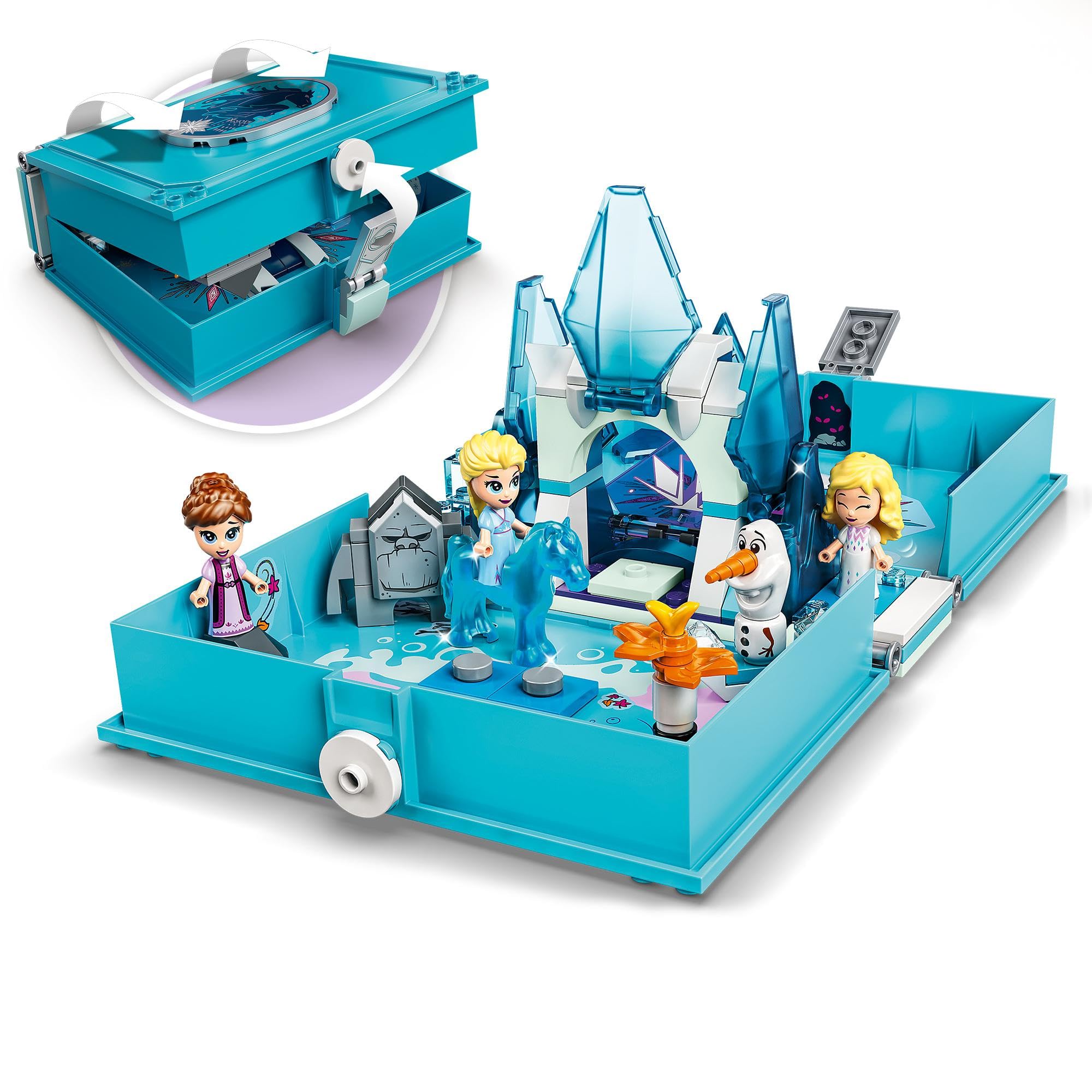 LEGO Disney Elsa e le Avventure Fiabesche del Nokk, Libro Apribile e Portatile, Mini Bamboline e Cavallo Giocattolo, Giochi Creativi per Bambini 43189