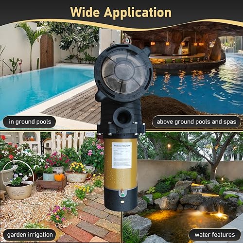Miniatura 7 de Bomba de piscina de doble voltaje 2.0HP 115230V para piscinas dentrosobre el suelo, motor de piscina autocebante de 6840 GPH con adaptadores de 1.25