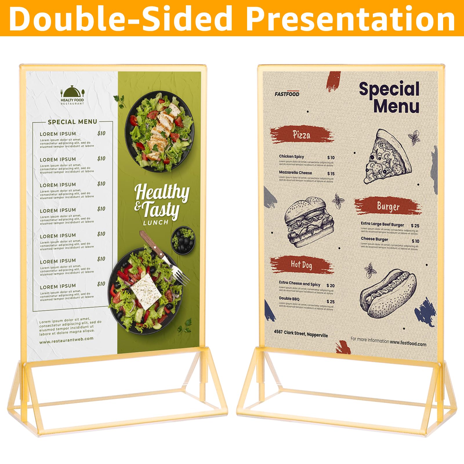 JMIATRY Porte Menu Mariage Acrylique Doré - Lot De 8 Supports A6 Pour Numéros De Table, Photos - Décoration Élégante