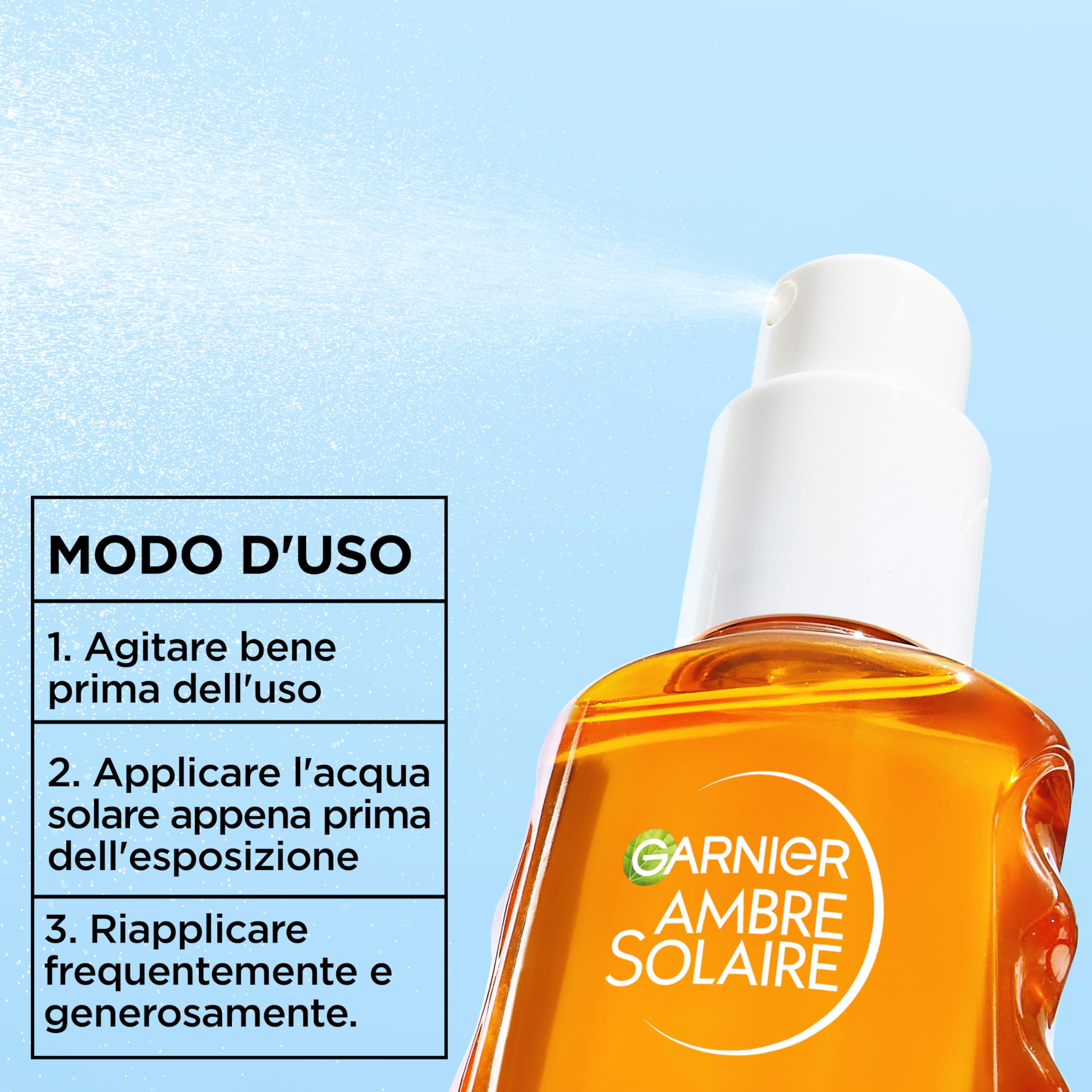 Garnier Acqua Solare Idratante SPF 30, Per Tutti i Tipi di Pelle, Idratazione e Protezione dagli UV, Resistente ad Acqua, Sudore e Sabbia, Finish Invisibile, Ambre Solaire Advanced Sensitive, 150 ml