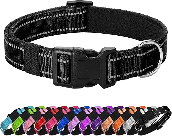 PenSeepet Reflective Dog Collar Padded with Soft Neoprene Breathable Quick Release Basic Dog Collars for Puppy Small Med