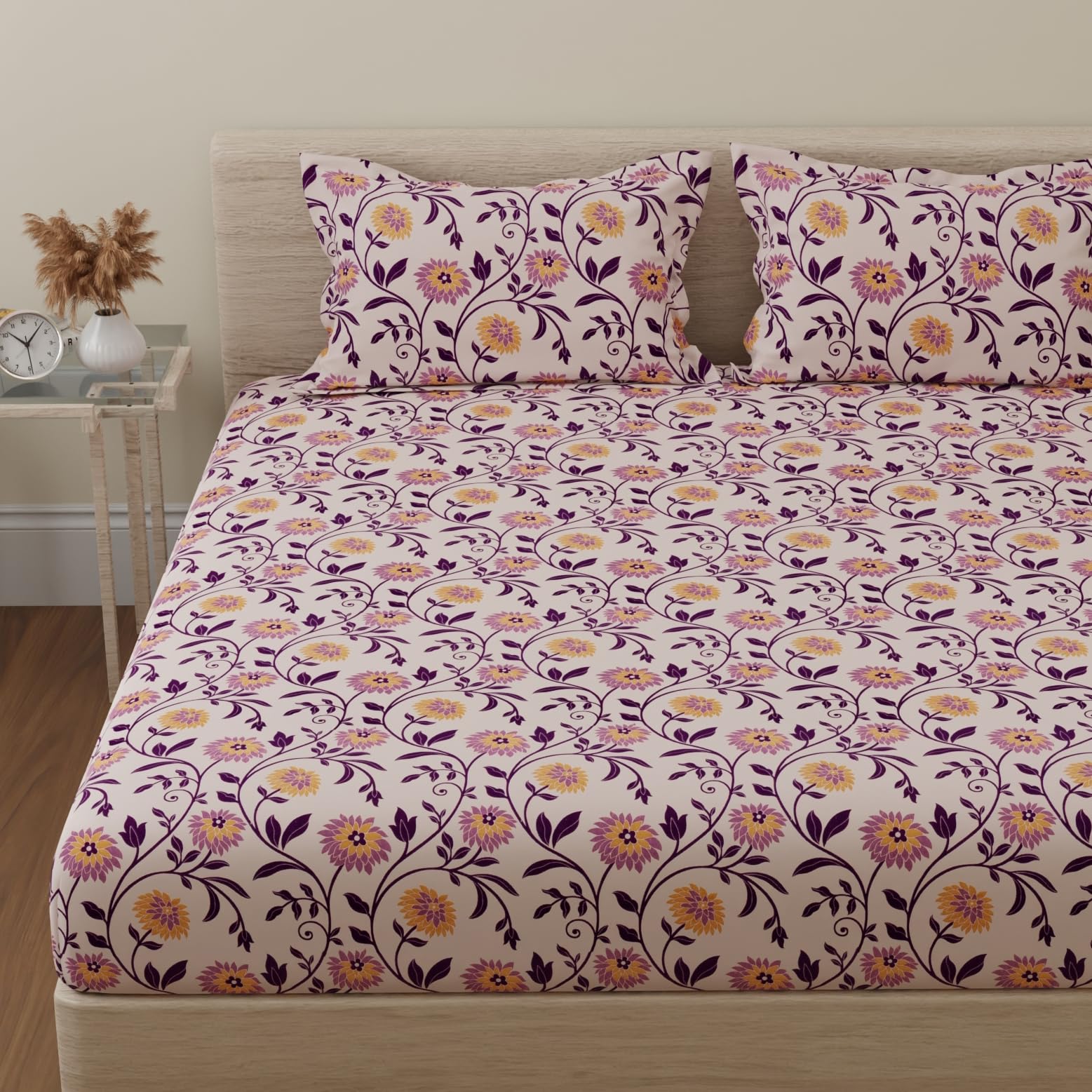 Huesland Cotton Fitted Sheet - Single Bed, Paisley Design -13