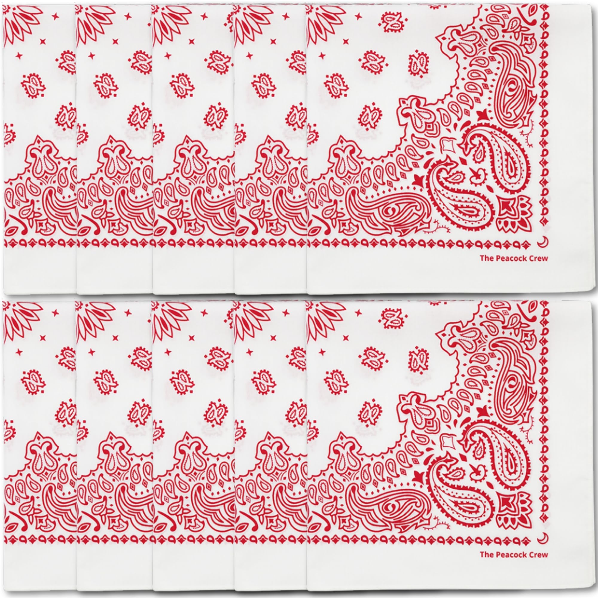 The Peacock Crew Premium Soft Cotton Bandanas Pack for Men and Women Paisley 22 x 22 inches