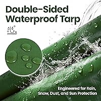 Vista 2 de lona impermeable duradera para cubierta, para camping, jardín, azul/verde militar, Verde