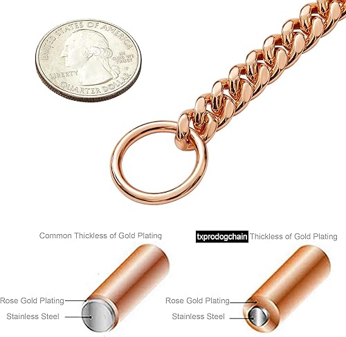Miniatura 2 de txprodogchains Collar de perro con cadena de oro de 18 quilates, cadena de eslabones cubanos de 0.39 pulgadas, eslabones de metal de acero