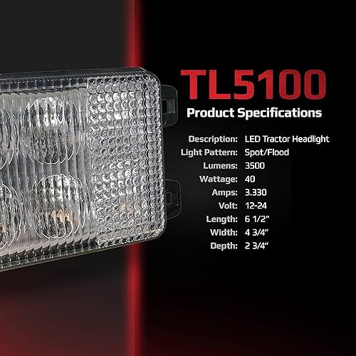 Miniatura 4 de TIGERLIGHTS Faro LED TL5100 de 12 V compatible conreemplazo para John Deere 1025R, 1026R, 2025R, 2027R, 2032R, 2036R, 2038R, 2320, 2520 Combo de luz