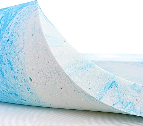 Miniatura 1 de Hokway Cubrecolchón de espuma viscoelástica de gel de tamaño individual, infusión de gel refrescante para aliviar la presión y el dolor de espalda,