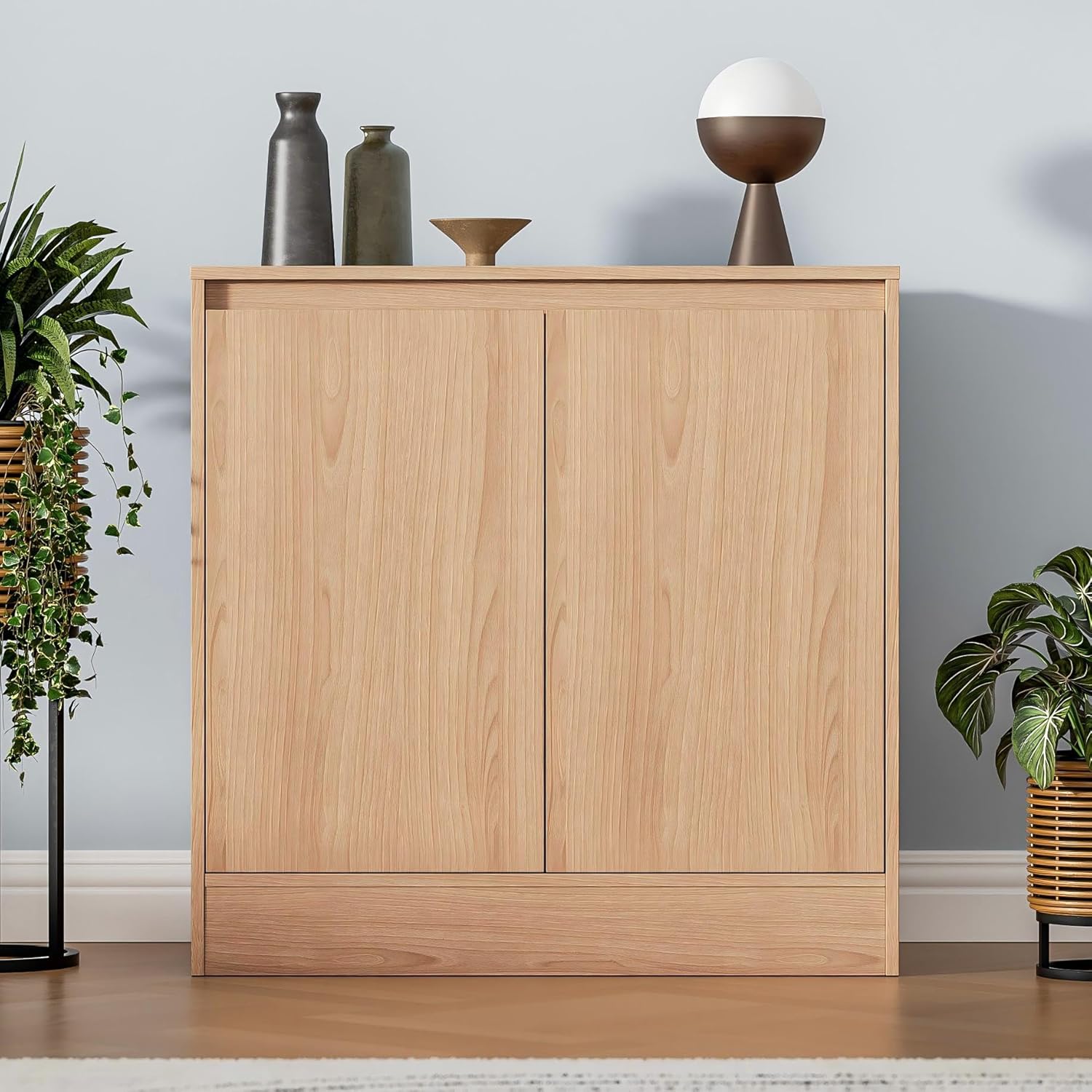 Buffet Cabinet with Storage, Coffee Bar Cabinet with 2 Doors and Adjustable Shelf, Modern Kitchen Buffet Sideboard for Living Room, Kitchen, Oak