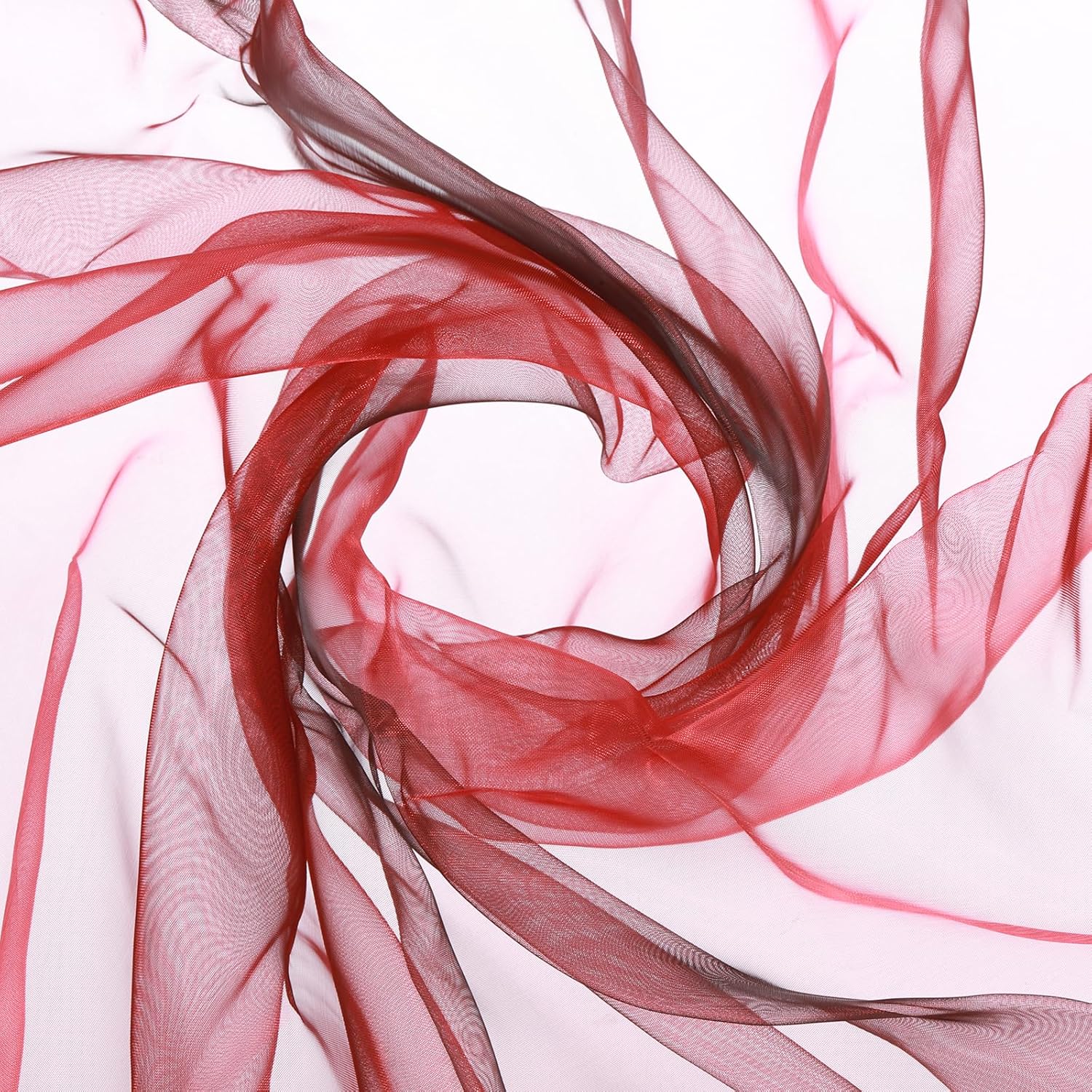 MECCANIXITY Iridescent Sheer Organza Fabric, 10 Yards x 59 Inches Solid Holographic Shiny Fabric Organza Cloth for Wedding, Curtains, Costume, Photo Background, Gradient Red Black