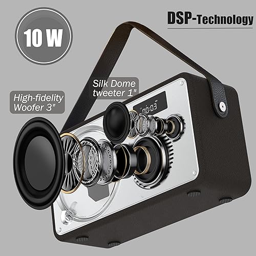 Miniatura 3 de Sistema estéreo micro CD de 10 W | Altavoz Bluetooth de cuero retro | Reproductor de CD visual Batería integrada | Radio FM | Sonidos claros y ricos