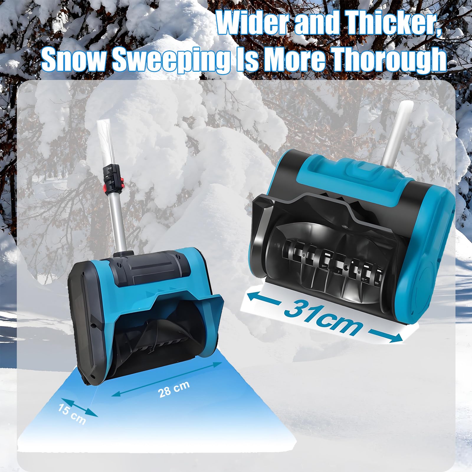 Quitanieves Inalámbrico De 21 V, Recargable A Batería: Limpia Caminos De 31 Cm Y Nieve De 15 Cm De Profundidad. Soplador De Nieve Eléctrico De 2800 RPM. Fácil De Guardar