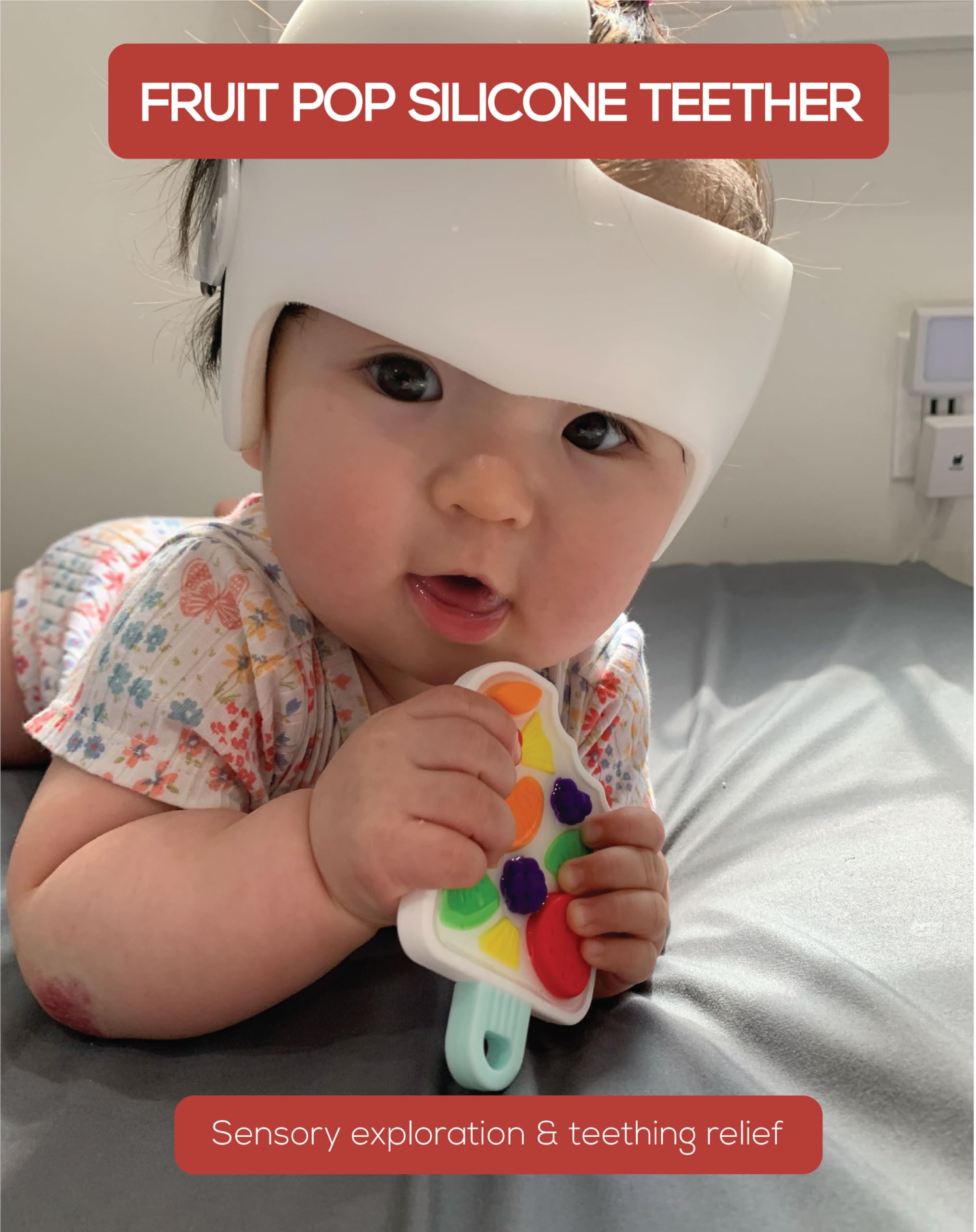 BaBeloved Fruit Pop Baby Boy and Girl Teething Toys Multiple Sensory Montessori Baby Teether Toys Soft Silicone Teethers for Soothing Teething Relief, Chew Toy for Babies 0-12 Months, BPA Free