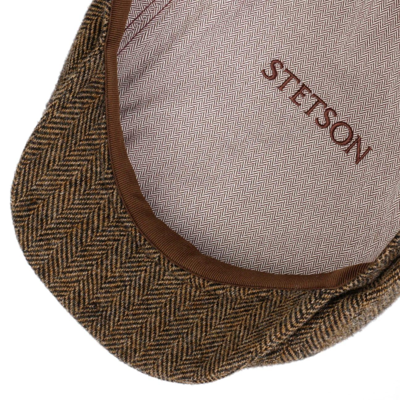 Stetson Brooklin Classic Herringbone Flatcap Schirmmütze 100% Wolle Herren Herbst Winter