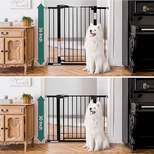 Miniatura 2 de BABELIO Puerta para perros extra alta de 36 pulgadas, puerta de bebé de cierre automático de 26 a 40 pulgadas de ancho, puerta de metal montada a