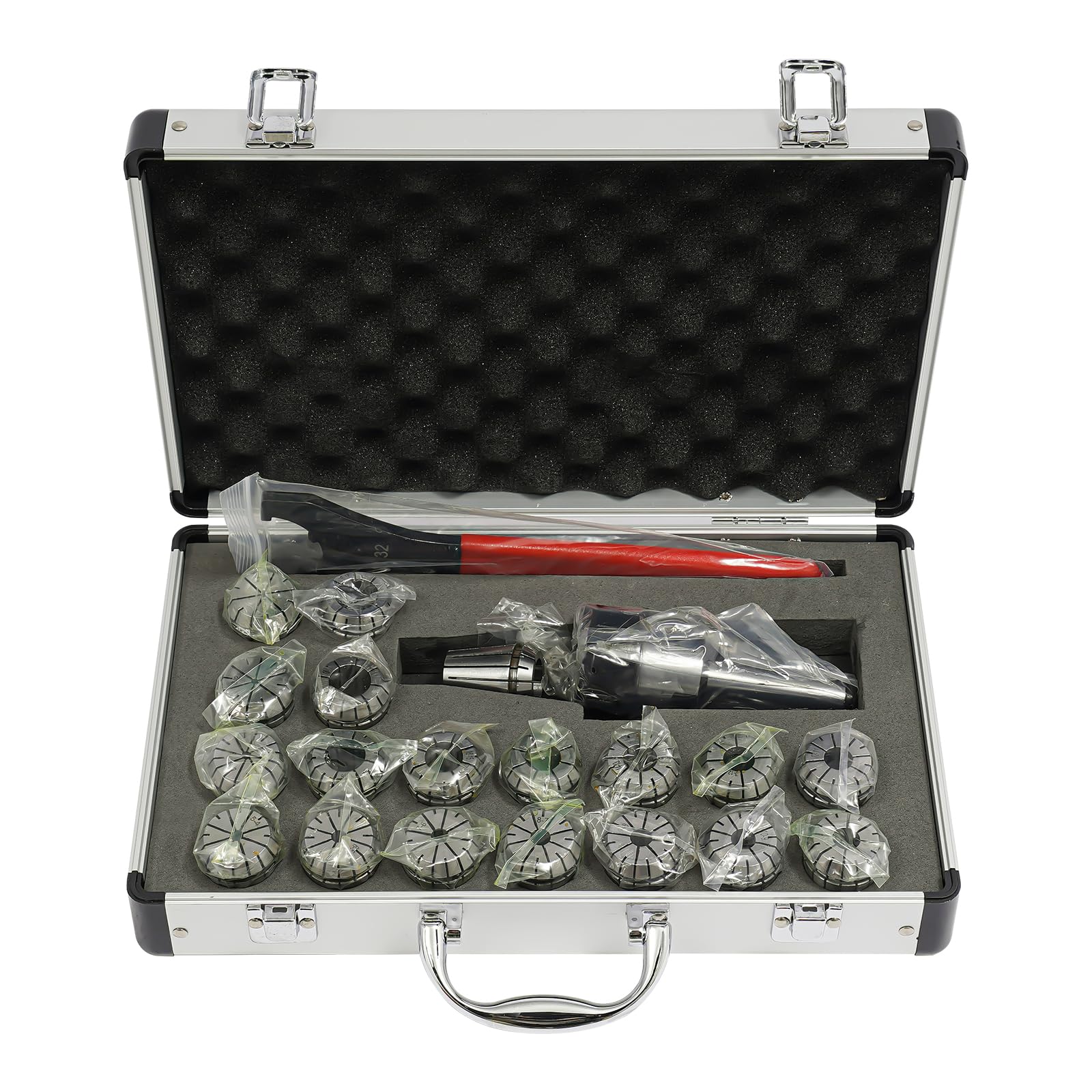 21Tlg Spannzangen Satz, MK2 MT2 ER32 M10 Dedizierte 2-20MM Präzision Dediziert Spanner Spannzangenfutter CNC Werkzeug mit Transportbox für Fräsmaschine Bohrmaschine Drehmaschine CNC Gewindebohren