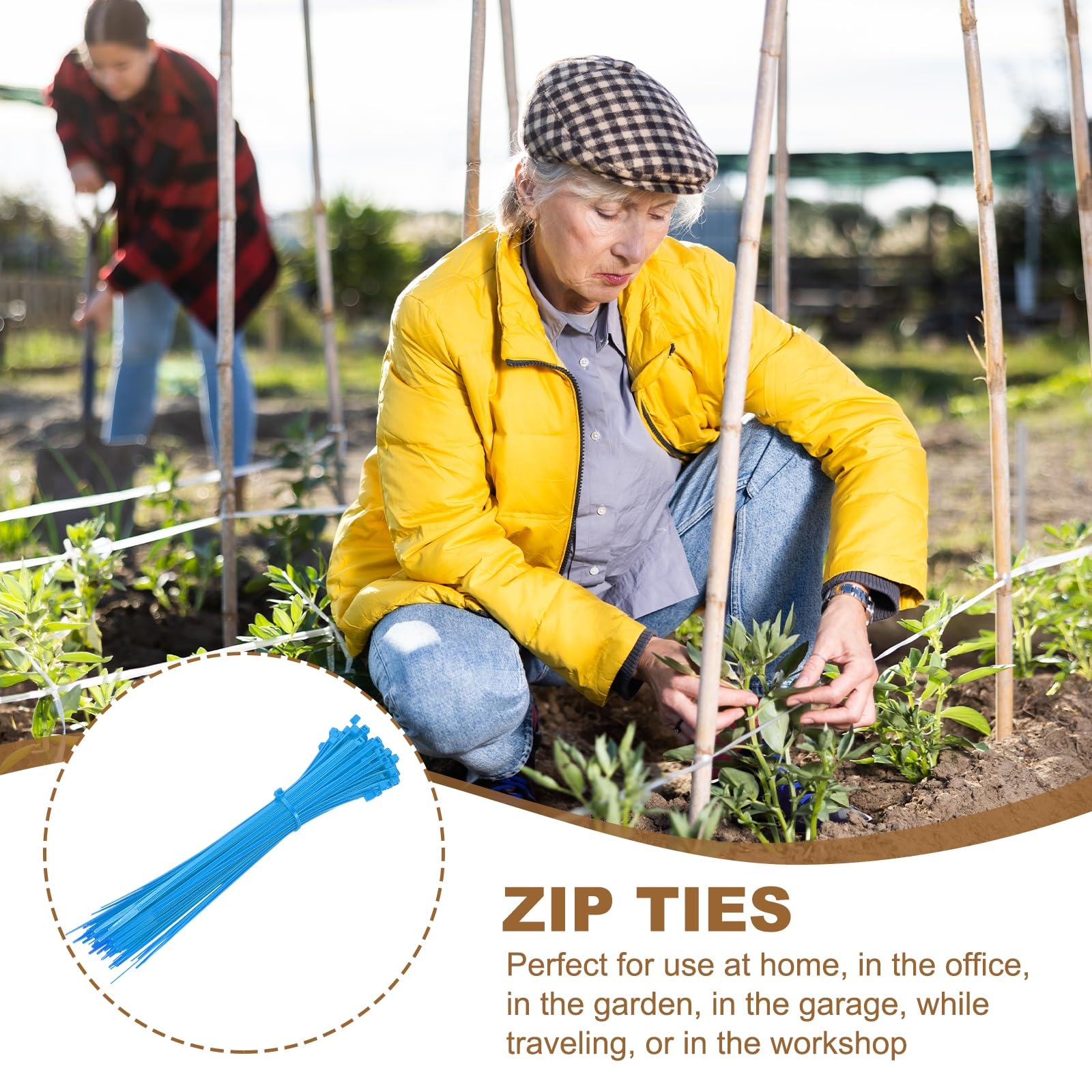 YELARXI Zip Ties Plastic Cable Ties, Self-Locking Wire Zip Tie 8 Inch Fit for Home Garden Office Workshop Travel - (100 Pack, Blue) - Image 4