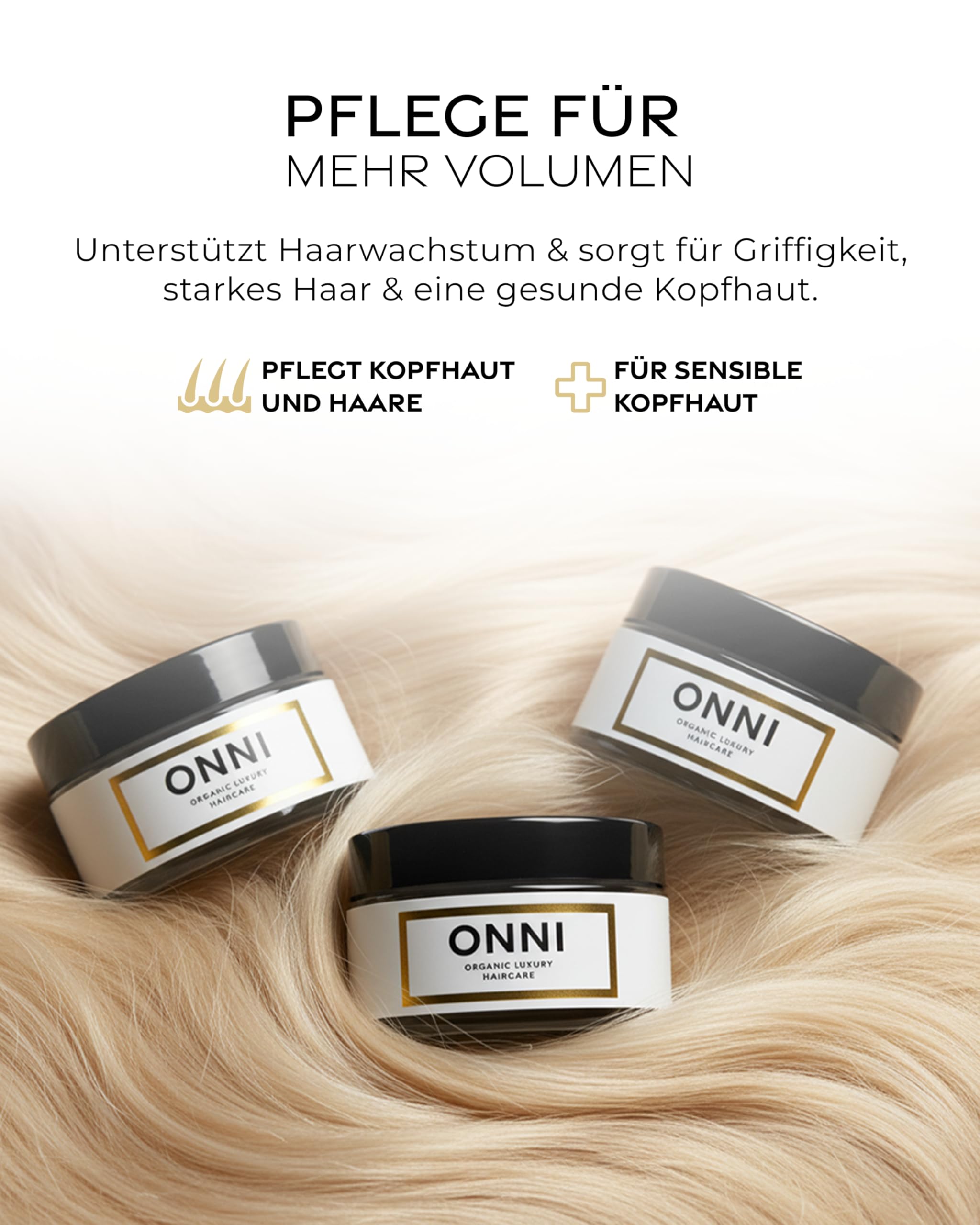 ONNI – SENSITIVE Haarmaske für Haarwachstum 250ml – Sanfte Haarkur mit Follicusan & Koffein – Hair Growth Mask pflegt Haar & Kopfhaut, spendet Feuchtigkeit – silikon-, paraben- & sulfatfrei