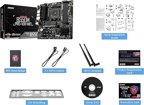 Miniatura 6 de MSI B550M PRO-VDH WiFi ProSeries Placa base (AMD Ryzen 5000, AM4, DDR4, PCIe 4.0, SATA 6Gbs, M.2, USB 3.2 Gen 1, Wi-Fi, Bluetooth, D-SUBHDMIDP,