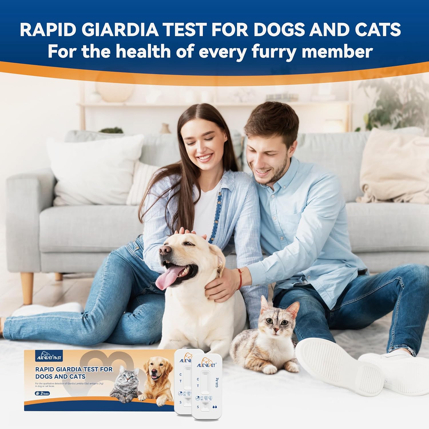 Fast Giardia Test Kit for Dogs and Cats - Home Fecal Marker Screening - Portable Pet Wellness Monitoring Tool - 2 Tests