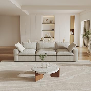 Cloud Modular Sectional Sofa Couch,120.45" Convertible Couches 3 Seater Sofa for Living Room,Minimalist Deep Sofa Couches,Covers Washable&Replaceable(Khkai)