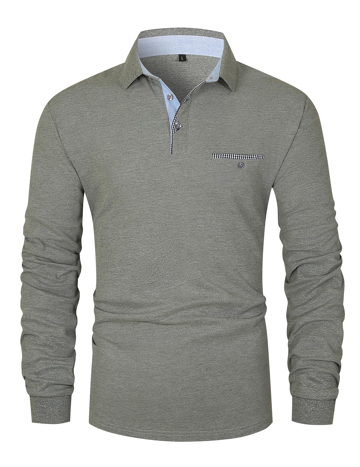 KUNJLELP 100% Cotone Polo da Uomo Manica Lunga Ricamo di Giraffa Maglietta Uniformi Polo da Lavoro per l'autunno e l'inverno