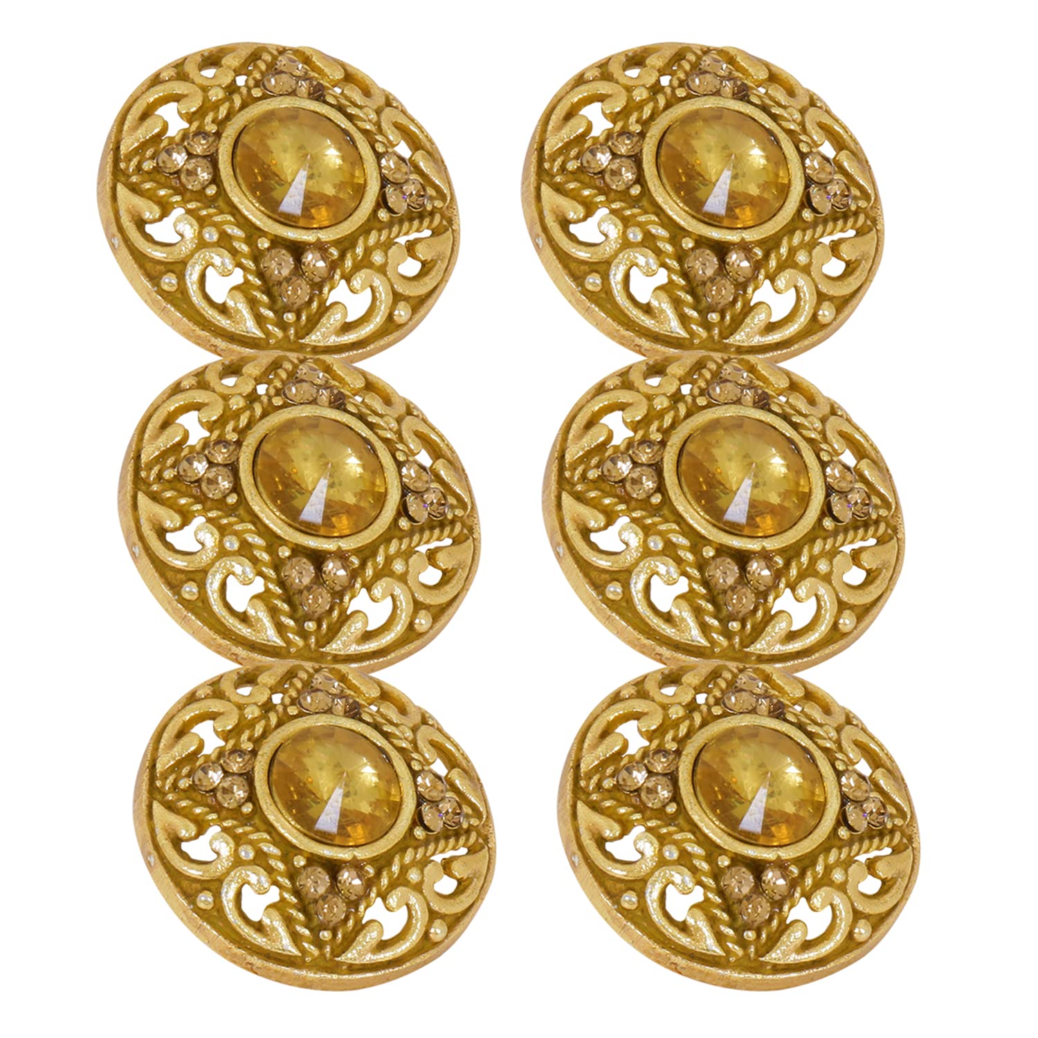 tripin Antique Alloy Round Button for Coat Blazer Suit, Sherwani and Indian Dresses Sports Coat Uniform Jacket Beautiful Ethnic Classy Design (Pcs - 6) (Yellow)-picture-13