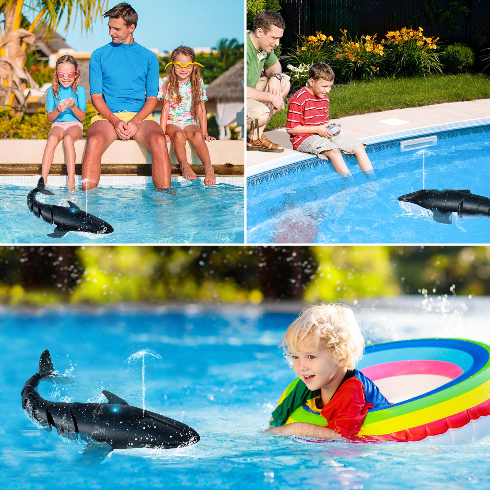 IEEILULU Ferngesteuertes Wal Wasserspielzeug, 2.4GHz Ferngesteuertes Wal Spielzeug mit Wassersprüheffekt, Wasserdichter Fernbedienung, Elektrische Simulation Spielzeug Geschenk für 6+ Kinder (Blau)