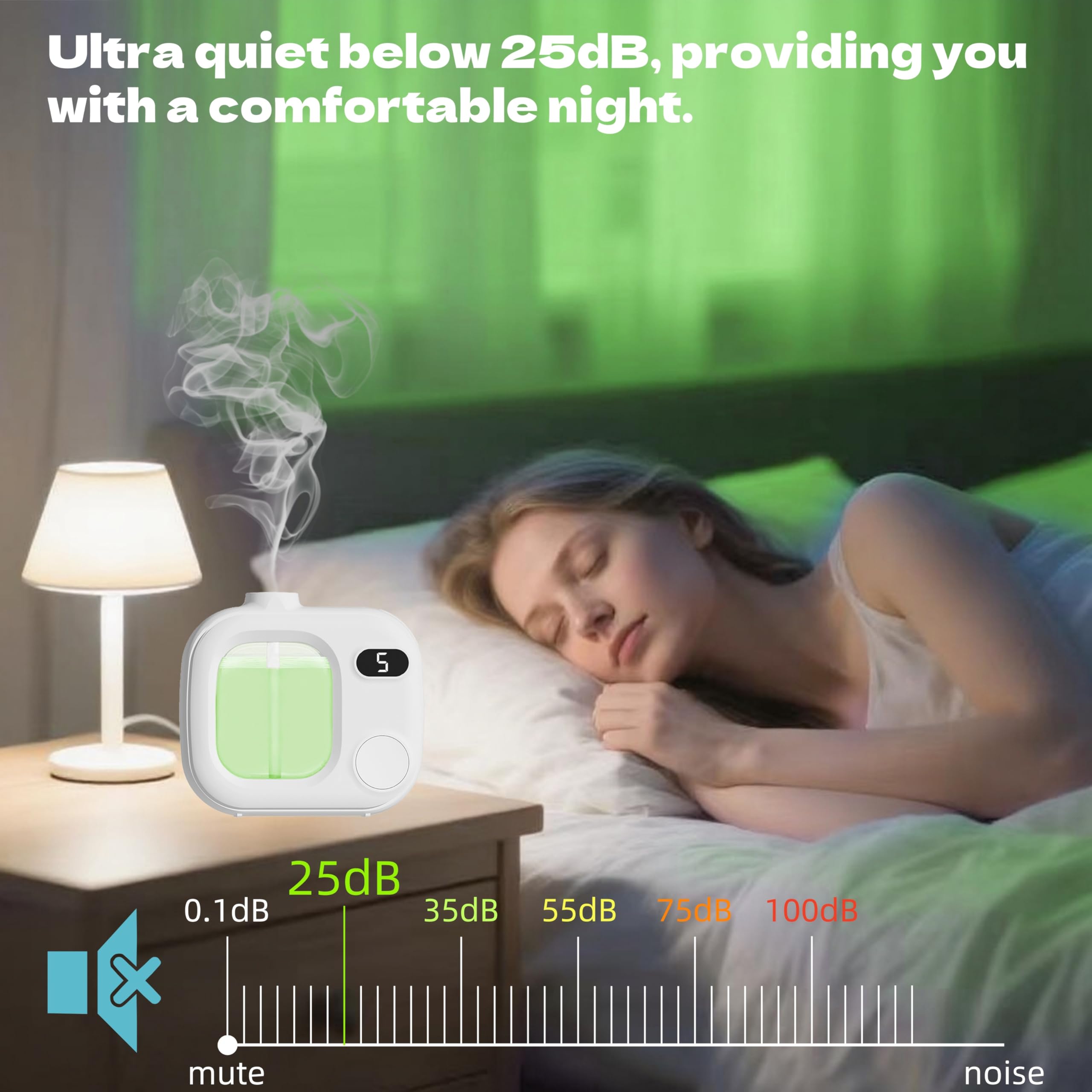 Difusor de aceite esencial de aromaterapia, difusor pequeño de aceite para el hogar, humidificador ultrasónico recargable de 5 modos, ambientador de carga USB automática, difusor LED