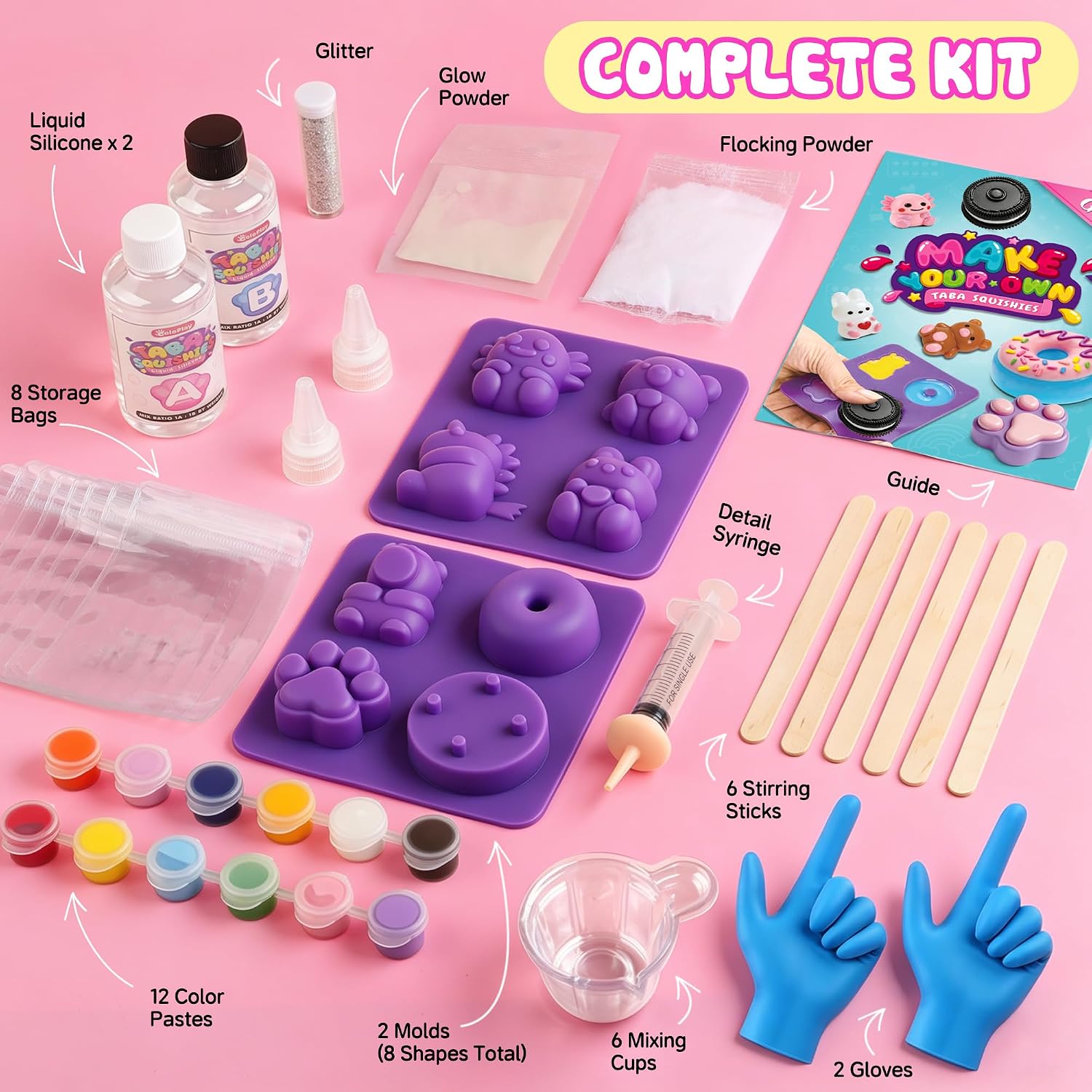 Make Your Own Taba Squishy Kit - DIY Squishy Making Kit with 8 Molds | Squishy Toys for Kids 8-12, Perfect Gifts/Craft for 8-12 Year Old Girls