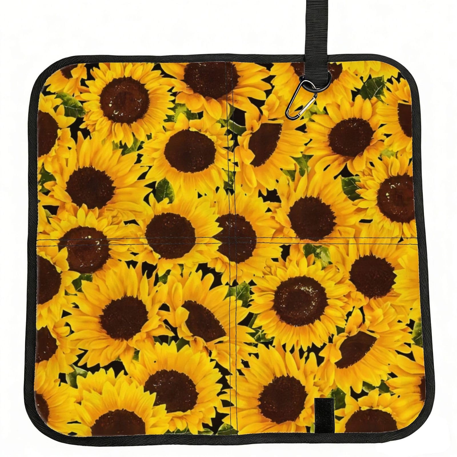 WZYCWB Yellow Sunflowers Foldable Seating Cushion with Carabiner - Stadium Mat for Camping, Hiking and Outdoor Activities