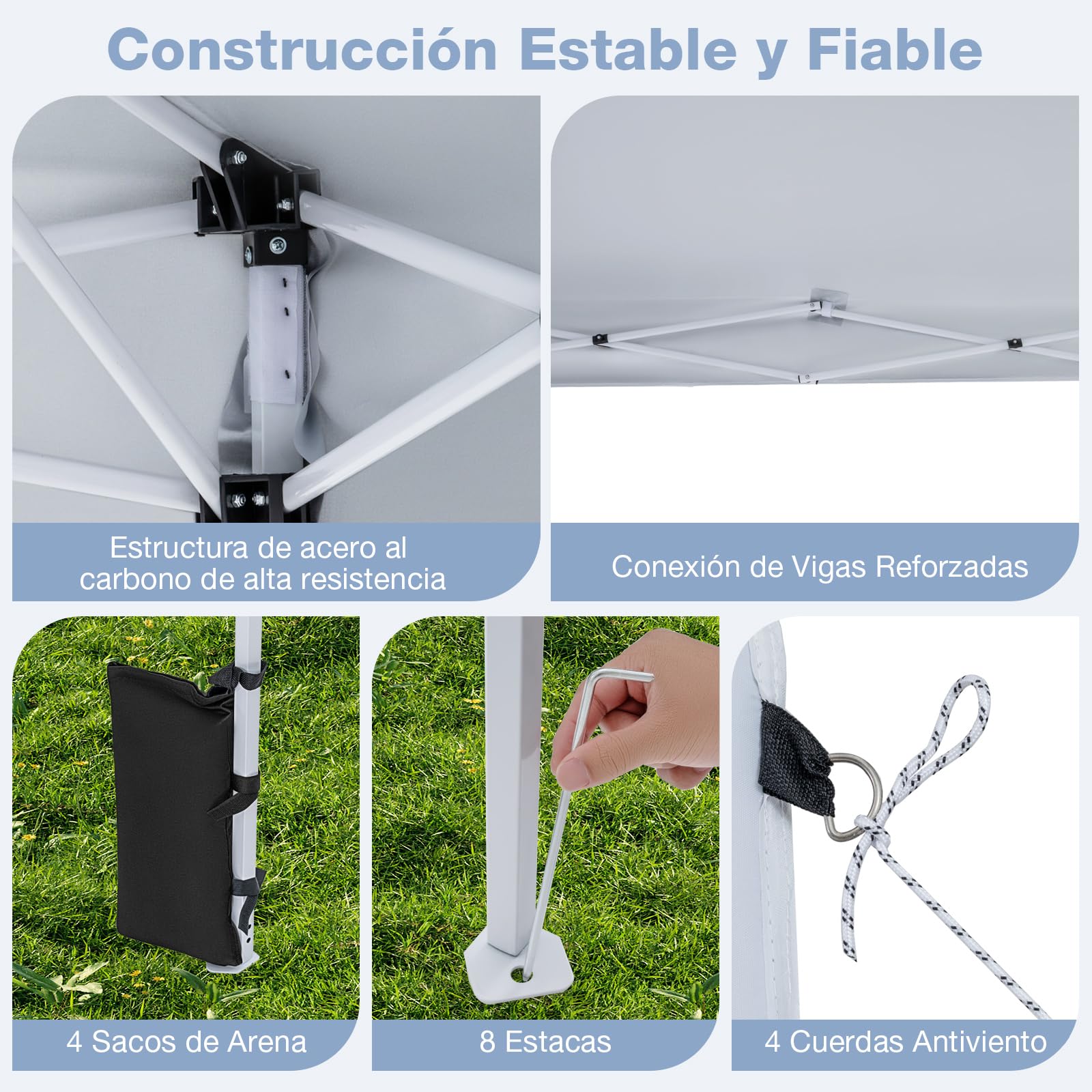COSTWAY Carpa Plegable 3 x 3 m, Pop up, cenador para Jardin Impermeable, Bolsa de Transporte, Protección Solar, Acero, Pabellón Gazebo pergolas Portátil Camping Fiesta Playa Patio Terraza (Blanco)