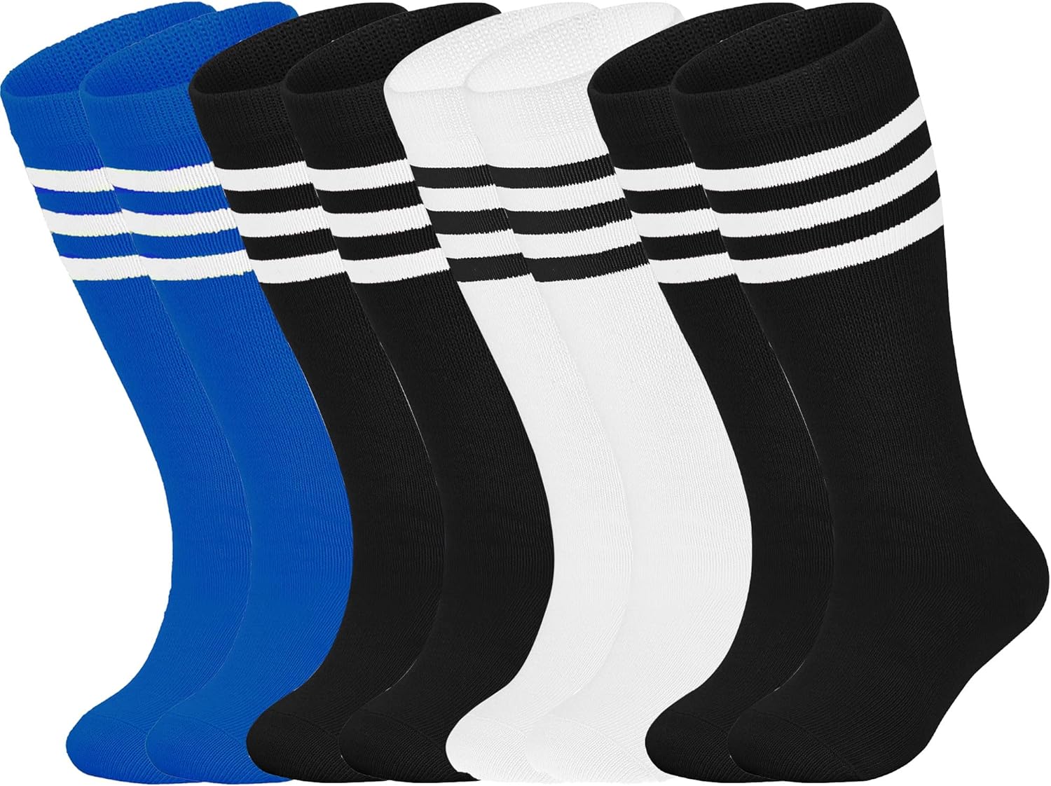 LPMOERA 4 Pairs Toddler Soccer Socks Girls Boys Baseball Softball Sock Football Knee-High Athletic Socks