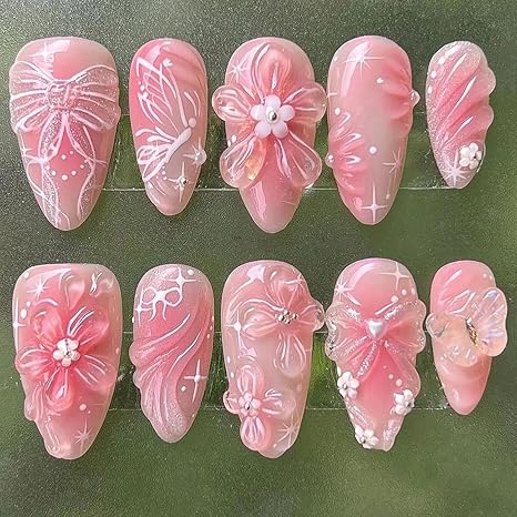 💖 Pink Summer Nails: 24Pcs Press-on Manicure