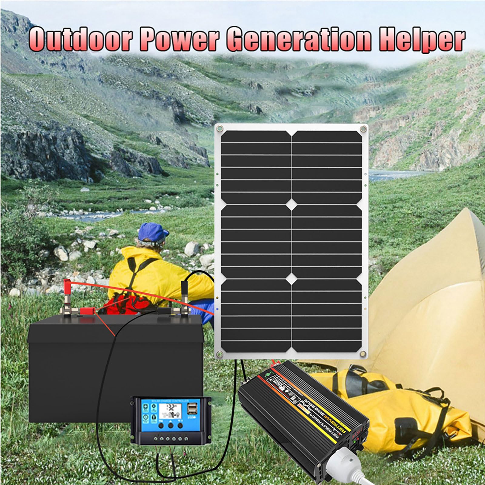 Kit inverter a onda sinusoidale pura off-grid da 10000 W con pannello solare da 18 W e controller LCD doppio da 30 A