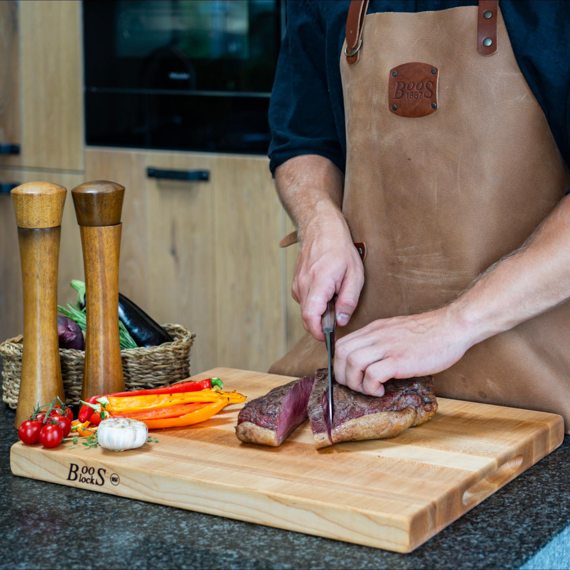 John Boos Maple Wood Kitchen Butcher Block, Chop-N-Slice Cutting Board With Eased Corners - View #4