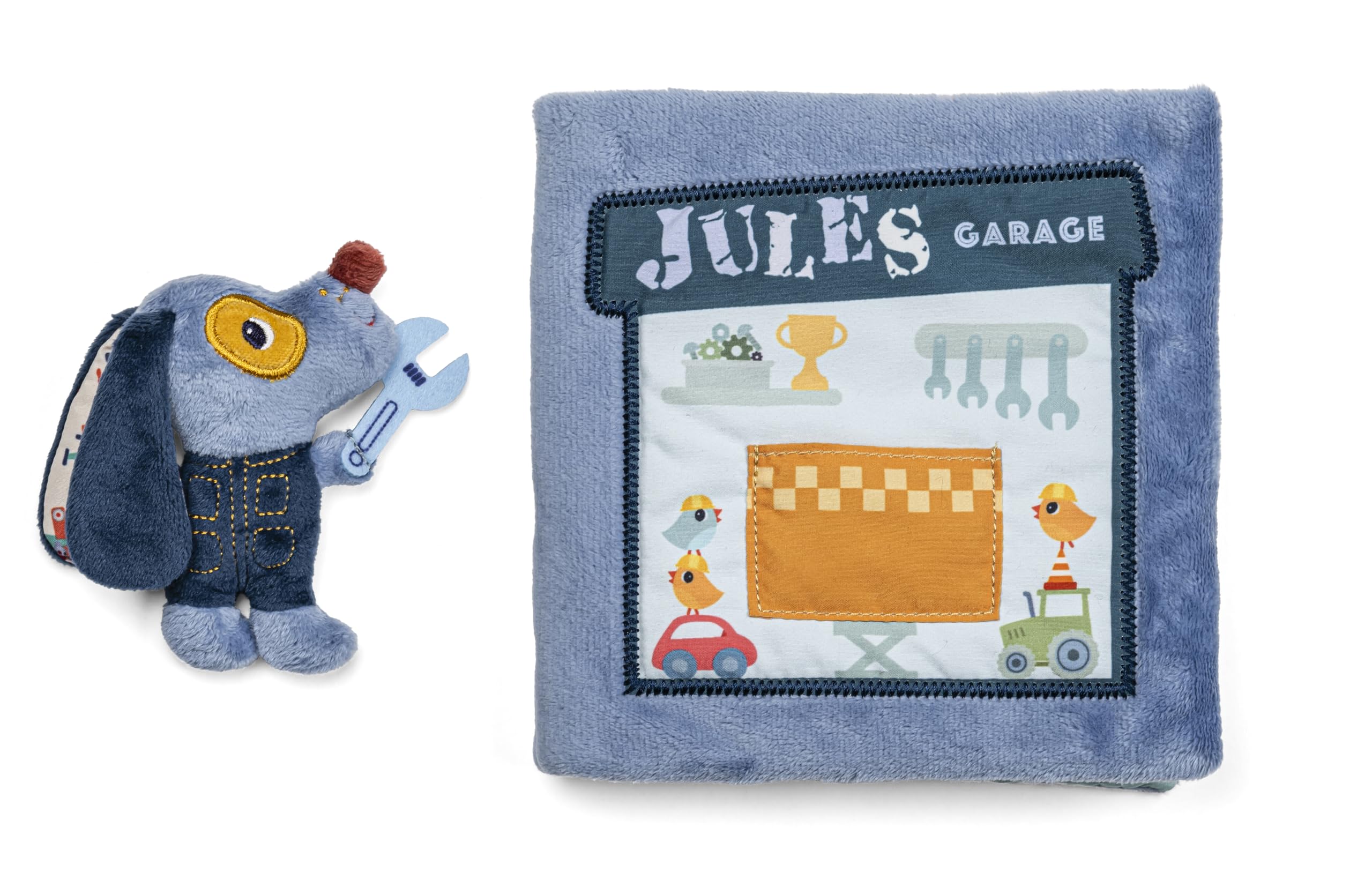 Lilliputiens - Livre d'Activités en Tissu - Le Garage de Jules - Jouet Educatif pour Voyage & Maison - Développement des Sens & Coordination - Dès 12 Mois - 83585
