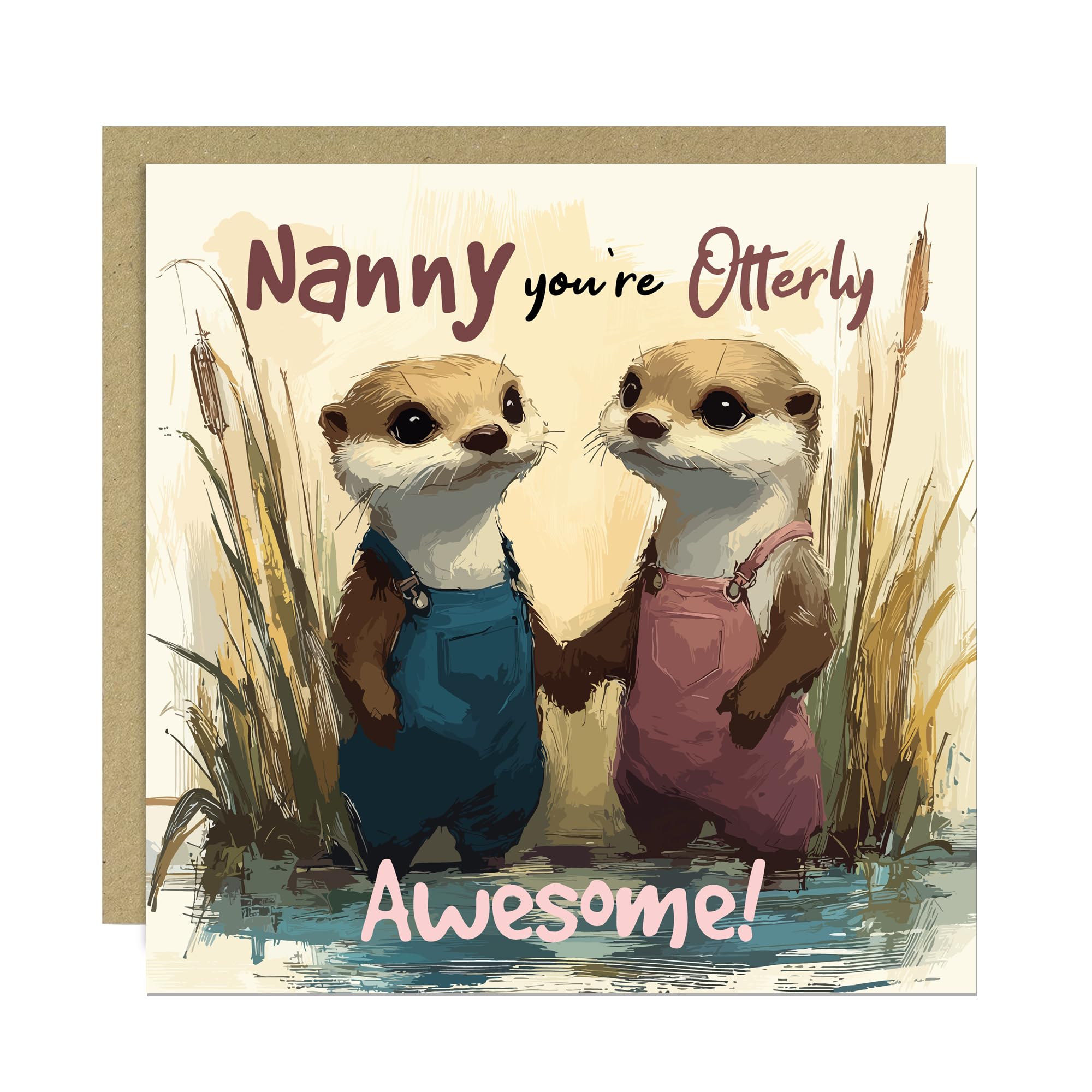 RED OCEAN Nanny Birthday Card Cute Birthday Cards for Nanny You're Otterly Awesome Nanny Cards From Granddaughter Grandson Birthday Card With Kraft Envelope