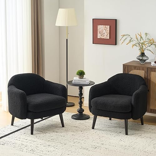 VINGLI Juego de 2 sillones modernos de 30.3 pulgadas de ancho con reposabrazos de pista, patas de madera maciza, cómodas sillas tapizadas, sofá