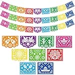 DomeStar 3 Pack Mexican Party Banners, 54 Feet Papel Picado Fiesta Banner Garland for Cinco de Mayo Dia De Los Muertos Birthday Supplies