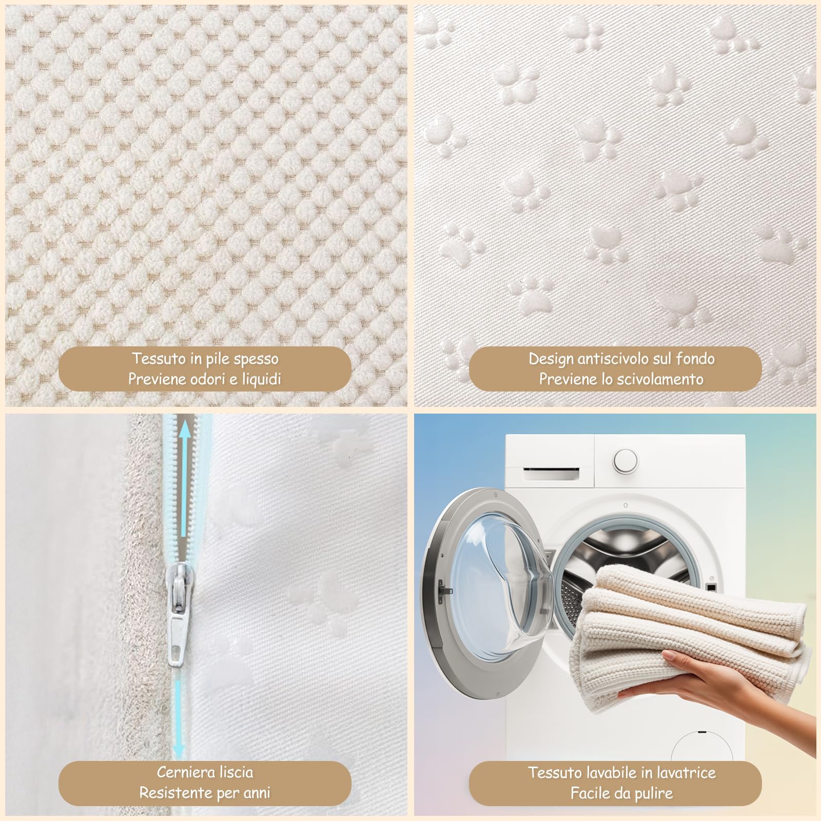 Niubya Scala per Cani e Gatti Piccoli, 2 Gradini 30 cm, Schiuma 30D, Antiscivolo, Fodera Lavabile, Ideale per Divano/Letto, Animali Anziani o Mobilità Ridotta, Beige