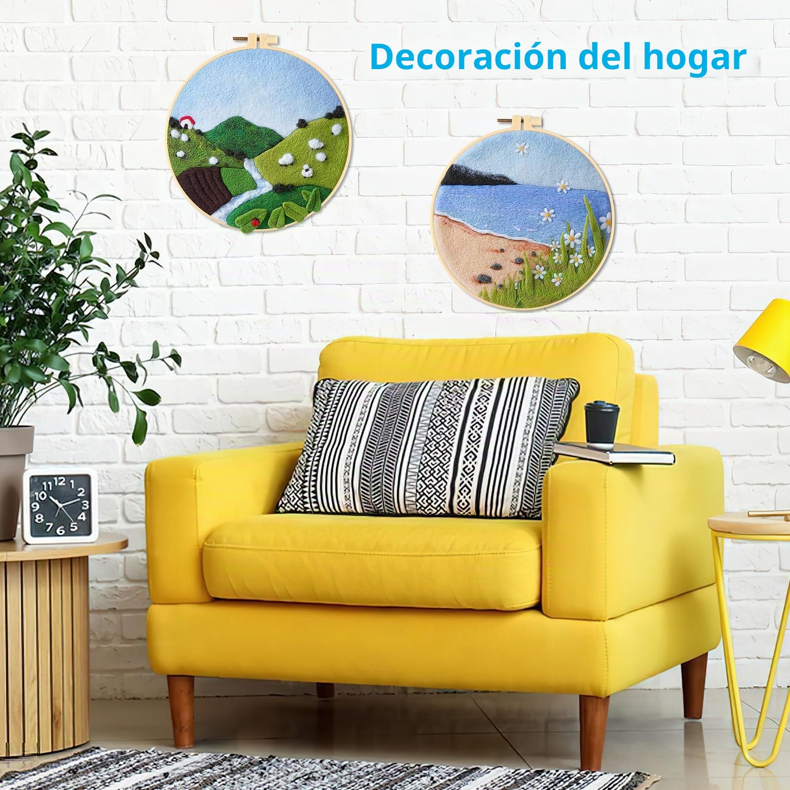 2 juegos de kit de fieltro de aguja, kits de fieltro para principiantes adultos, kit de inicio de fieltro de aguja, incluye tela afieltrada, lana, marco de cuadro, aguja, almohadilla de espuma e